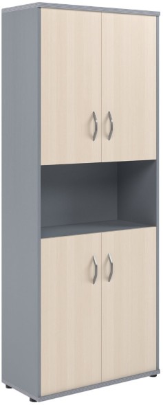 Шкаф с двумя комплектами глухих малых дверей СТ-1.5 Клен/Металлик 770*365*1975 в Челябинске 