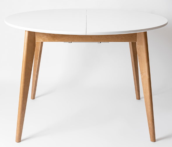 Стол раскладной DAIVA Орион+ 1000(+300)*1000 Дуб натуральный/Белая эмаль