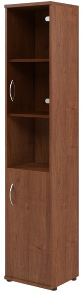 Шкаф колонка с малой глухой и стеклянной дверьми СУ-1.4(R) Орех Французcкий 406*365*1975 в Челябинске 