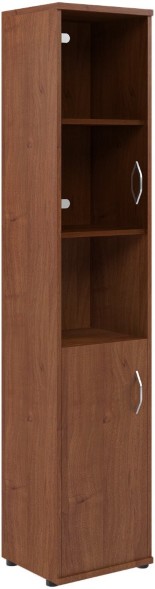 Шкаф колонка с малой глухой и стеклянной дверьми СУ-1.4(L) Орех Французcкий 406*365*1975 в Челябинске 